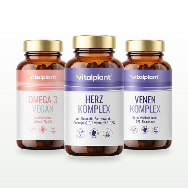 Vitalpaket Herz Vital mit Herz Komplex Kapseln, Omega 3 Vegan Kapseln und Venen Komplex Kapseln