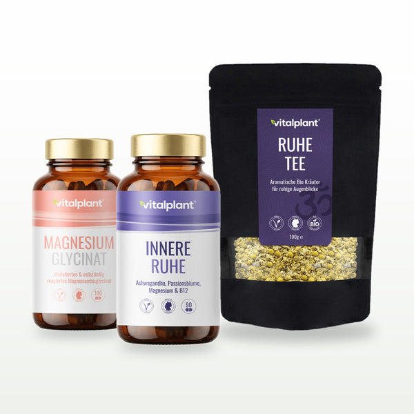 Vitalpaket Ruhe & Balance mit Innere Ruhe Kapseln, Magnesium Glycinat Kapseln und Bio Ruhe Tee