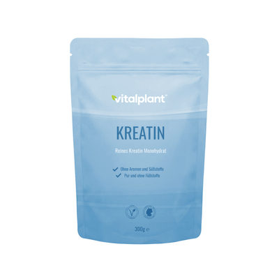 Kreatin Pulver von Vitalplant in Pulverform, reines Kreatin Monohydrat ohne Füllstoffe.