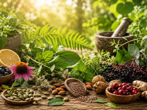 Decorative flower-shaped pattern symbolizing vital nutrients as a health complex.