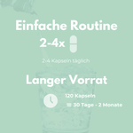 Weihrauch Kapseln - Anleitung zur Einnahme: 2-4 Kapseln täglich für 30 Tage bis 2 Monate Vorrat.