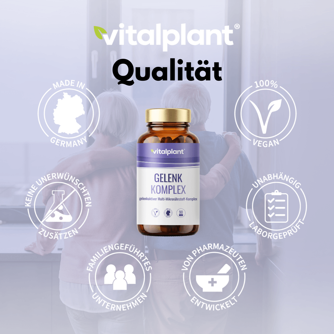Gelenk Komplex von vitalplant, hochwertige Mikronährstoffe für Bewegungsapparat, vegan und laborgeprüft.