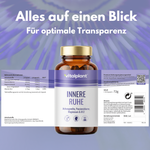 Aufgeklapptes Etikett der Innere Ruhe Kapseln mit Nährwertangaben und Zutaten