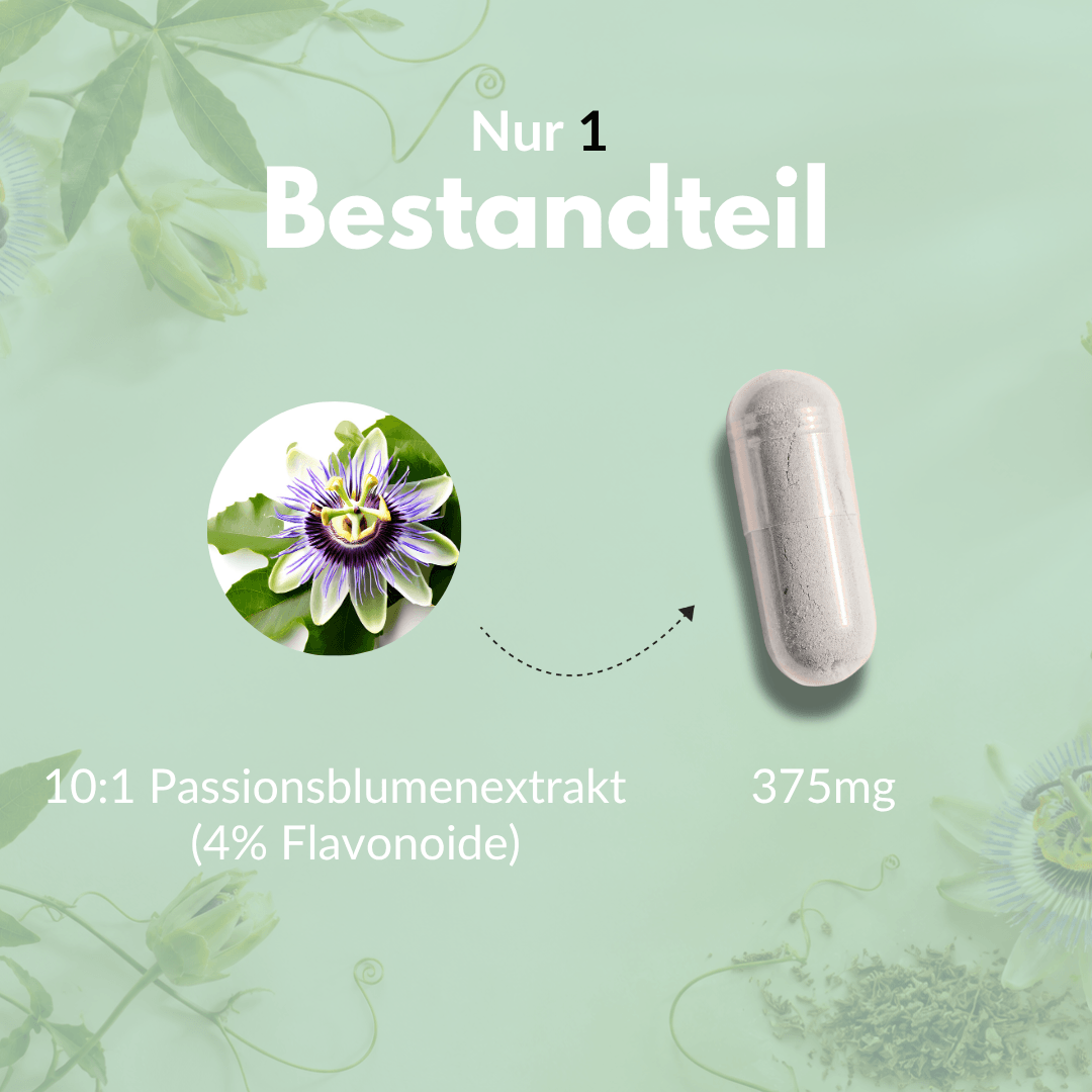 Passionsblume Kapseln mit 375mg Passionsblumenextrakt und Flavonoiden, natürliche Entspannung aus Nordamerika.