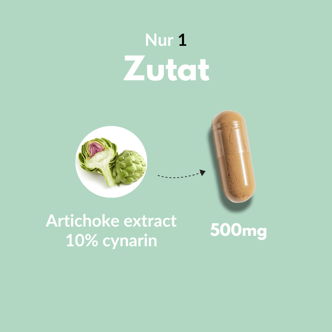 Artischocke Kapseln mit 500mg Artischockenextrakt und 10% Cynarin zur Förderung deiner Gesundheit.