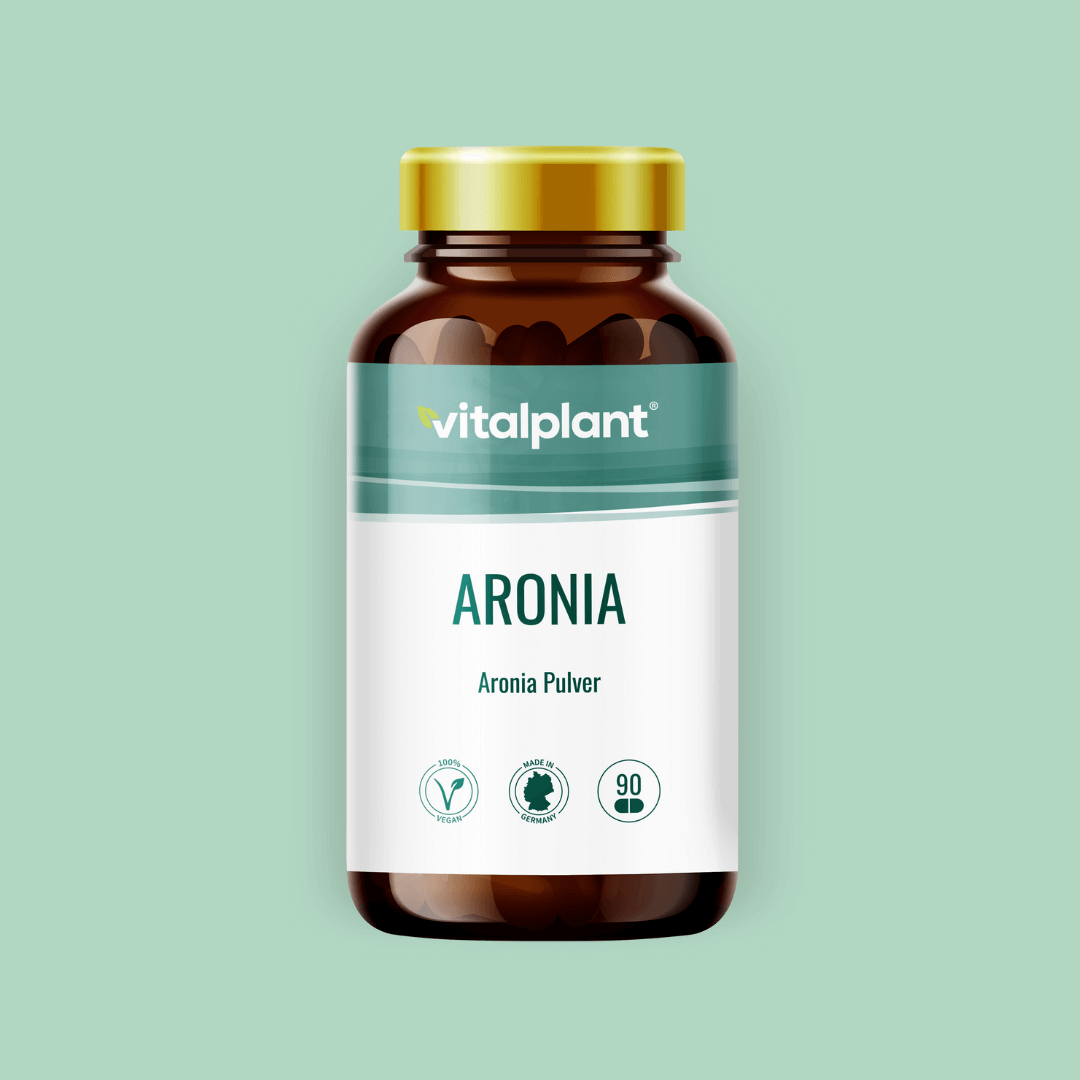 Bio Aronia Kapseln von vitalplant, hochwertiges Aronia Pulver in Bio-Qualität, 90 Kapseln.
