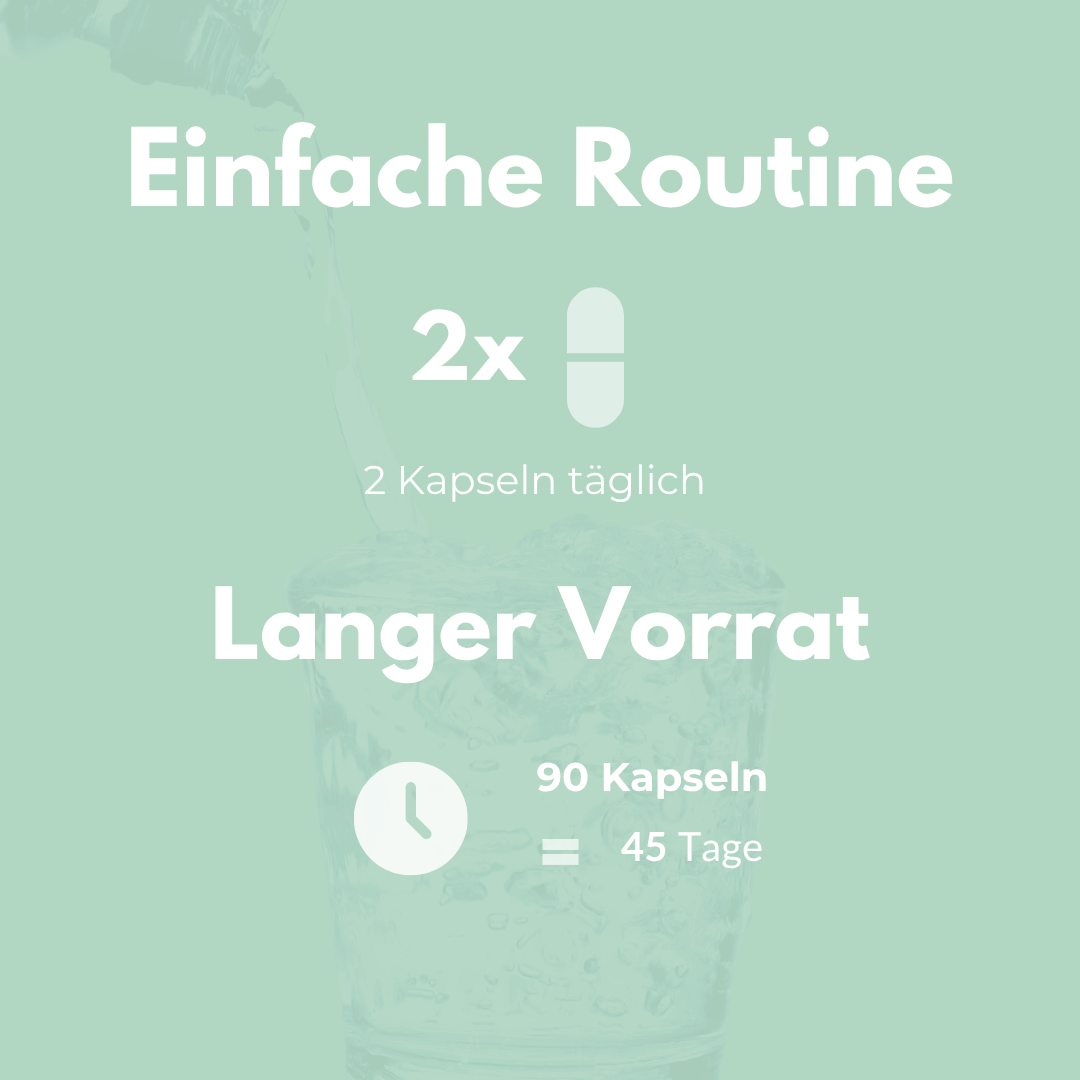 Bio Aronia Kapseln: einfache Routine mit 2 Kapseln täglich für 45 Tage.