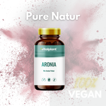 Aronia Kapseln - Bio Aronia Pulver in veganer Verpackung von vitalplant, 100% natürlich.