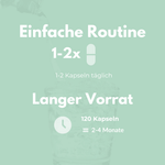 Anleitung für die tägliche Einnahme von Bio Ashwagandha Kapseln – einfache Routine mit 120 Kapseln für 2-4 Monate.
