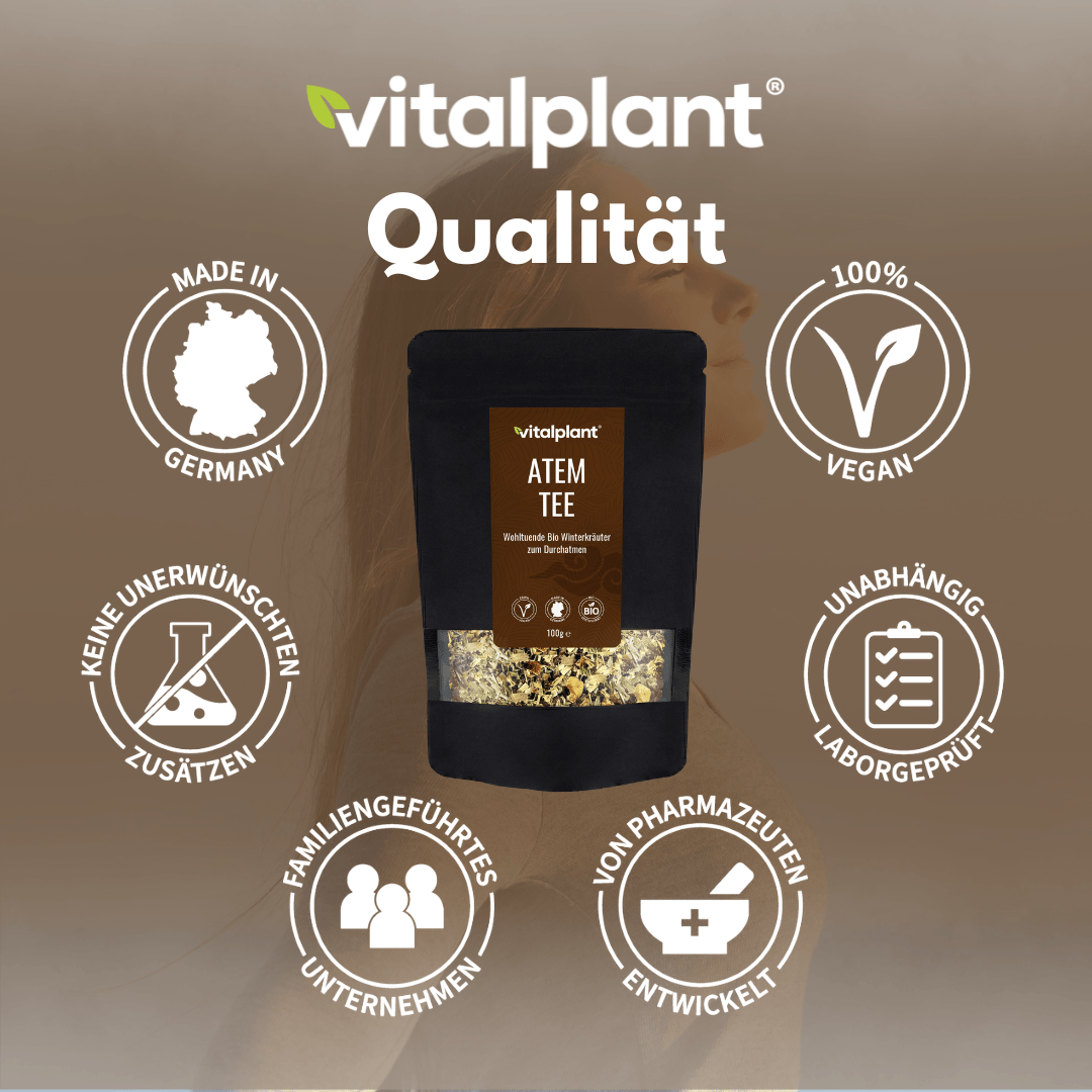 Bio Atem Tee – Hochwertiger Kräutertee aus biologischem Anbau mit fruchtigem Aroma von Vitalplant.