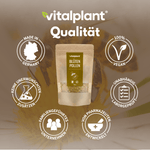 Bio flower pollen from Vitalplant in eco-friendly packaging with quality seal.