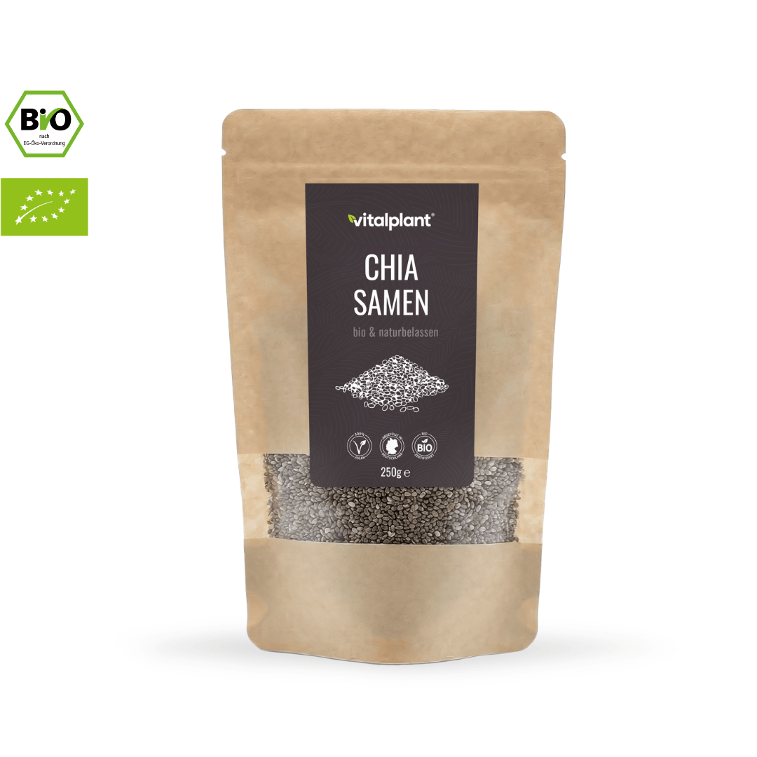 Bio Chiasamen aus Mexiko in umweltfreundlicher Verpackung von Vitalplant.