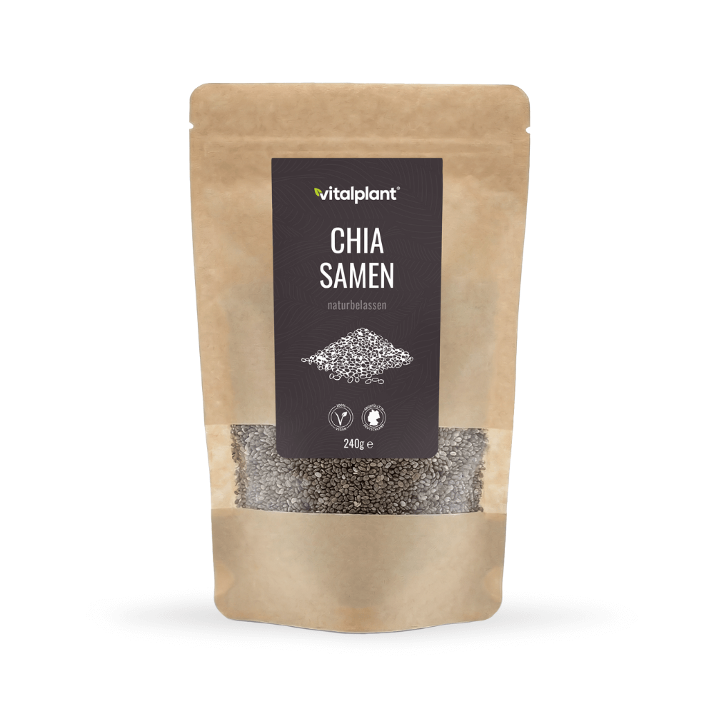 Bio Chiasamen von Vitalplant in 240g Verpackung, aus kontrolliert biologischem Anbau.