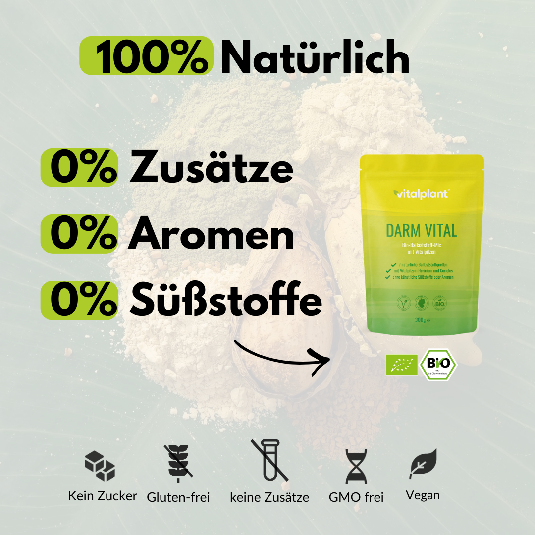 Bio Darm Vital Pulver – 100% natürlich, ohne Zusätze, Aromen und Süßstoffe für gesunde Ernährung