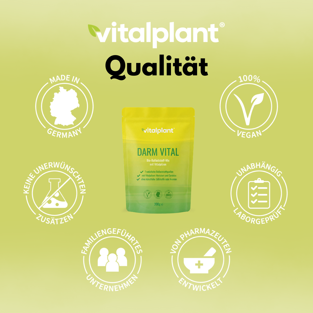 Bio Darm Vital Pulver von Vitalplant – Premium Ballaststoffkomplex in umweltfreundlicher Verpackung, vegan.