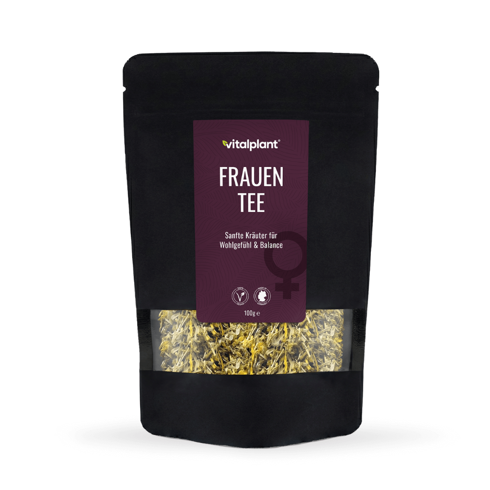 Bio Frauen Tee - Kräutermischung für Wohlbefinden und Balance von Vitalplant, 100g Packung.