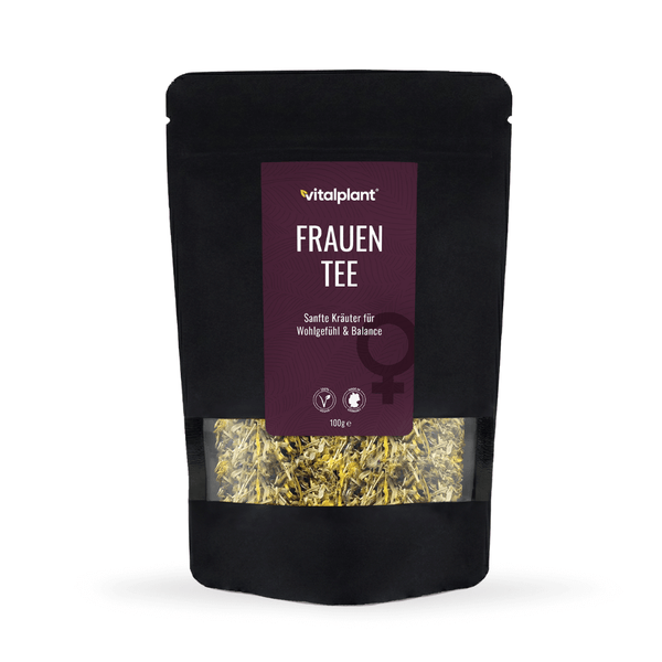 Bio Frauen Tee - Kräutermischung für Wohlbefinden und Balance von Vitalplant, 100g Packung.
