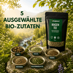 Bio Magen Tee mit 5 ausgewählten Bio-Zutaten aus kontrolliert biologischem Anbau.
