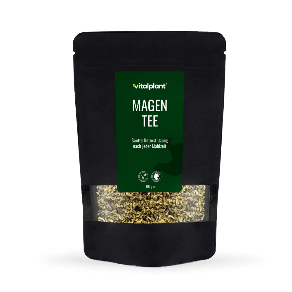 Bio Magen Tee von Vitalplant in einer 100g Packung mit Kräutermischung für angenehmes Aroma.