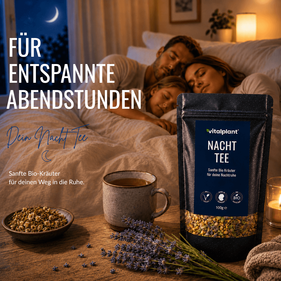 Bio Nacht Tee – Sanfte Kräutermischung für entspannte Abendstunden.