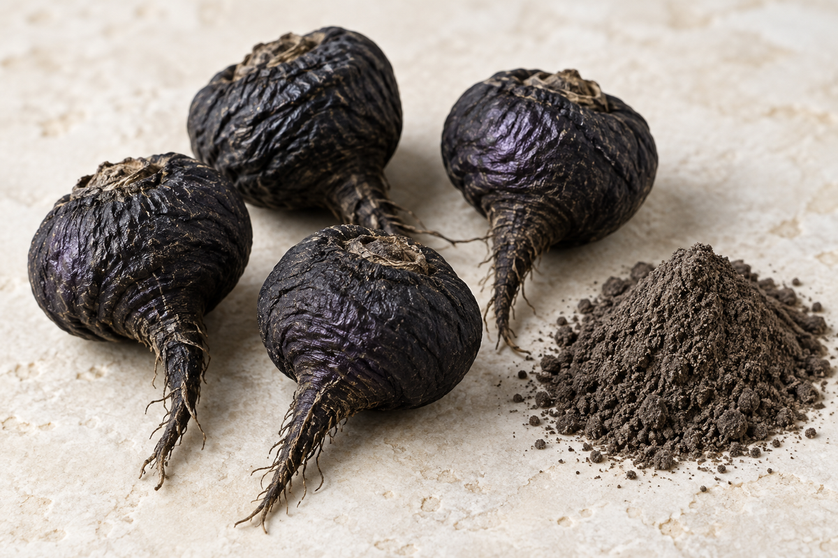 Bio Schwarzes Maca Pulver - Nur die schwarzen Knollen