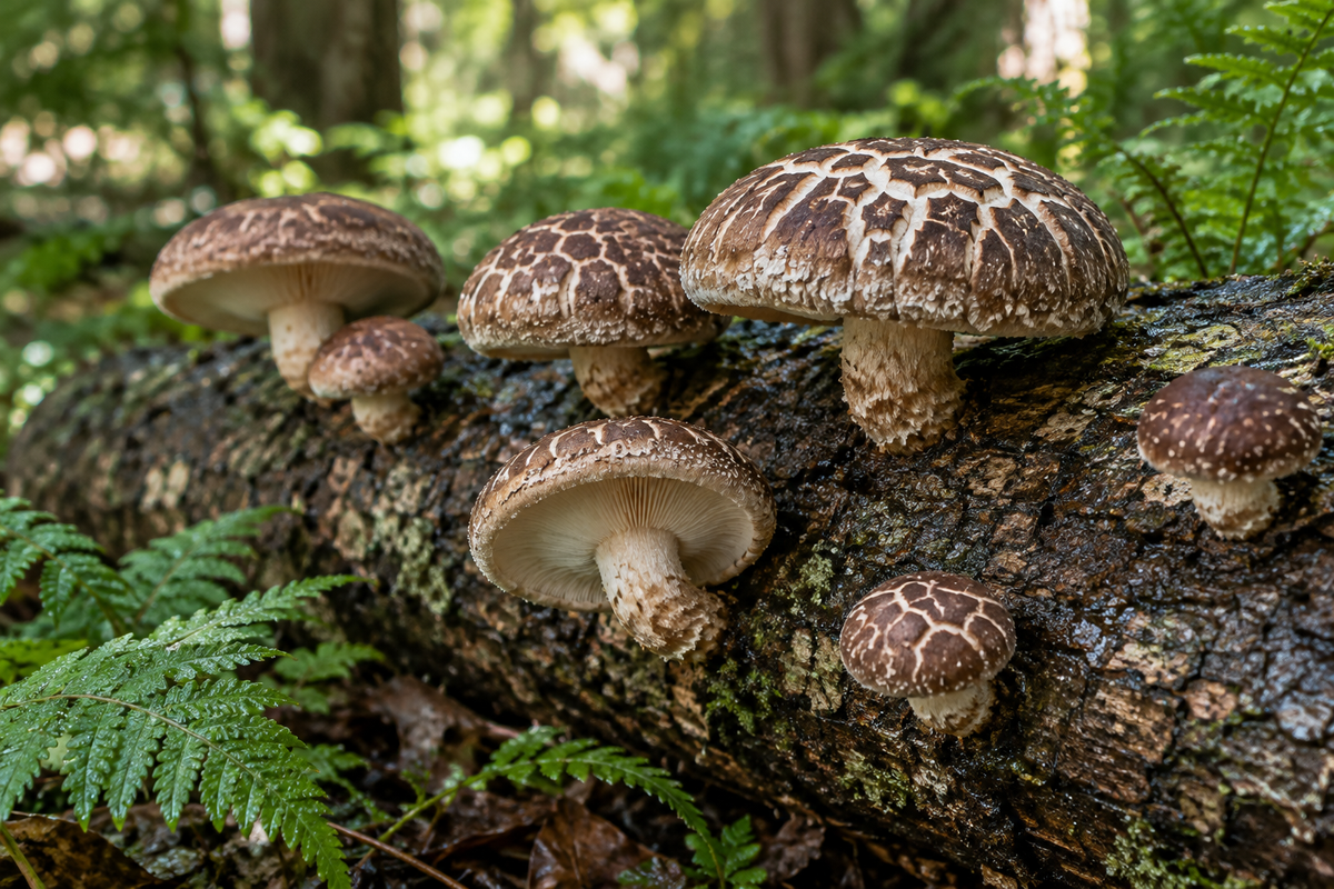 Gezogen auf Laubholzstämmen, Bio Shiitake Kapseln