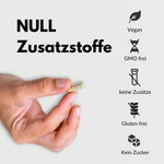 Organic shiitake capsules with no additives, vegan, GMO-free, gluten-free, sugar-free.