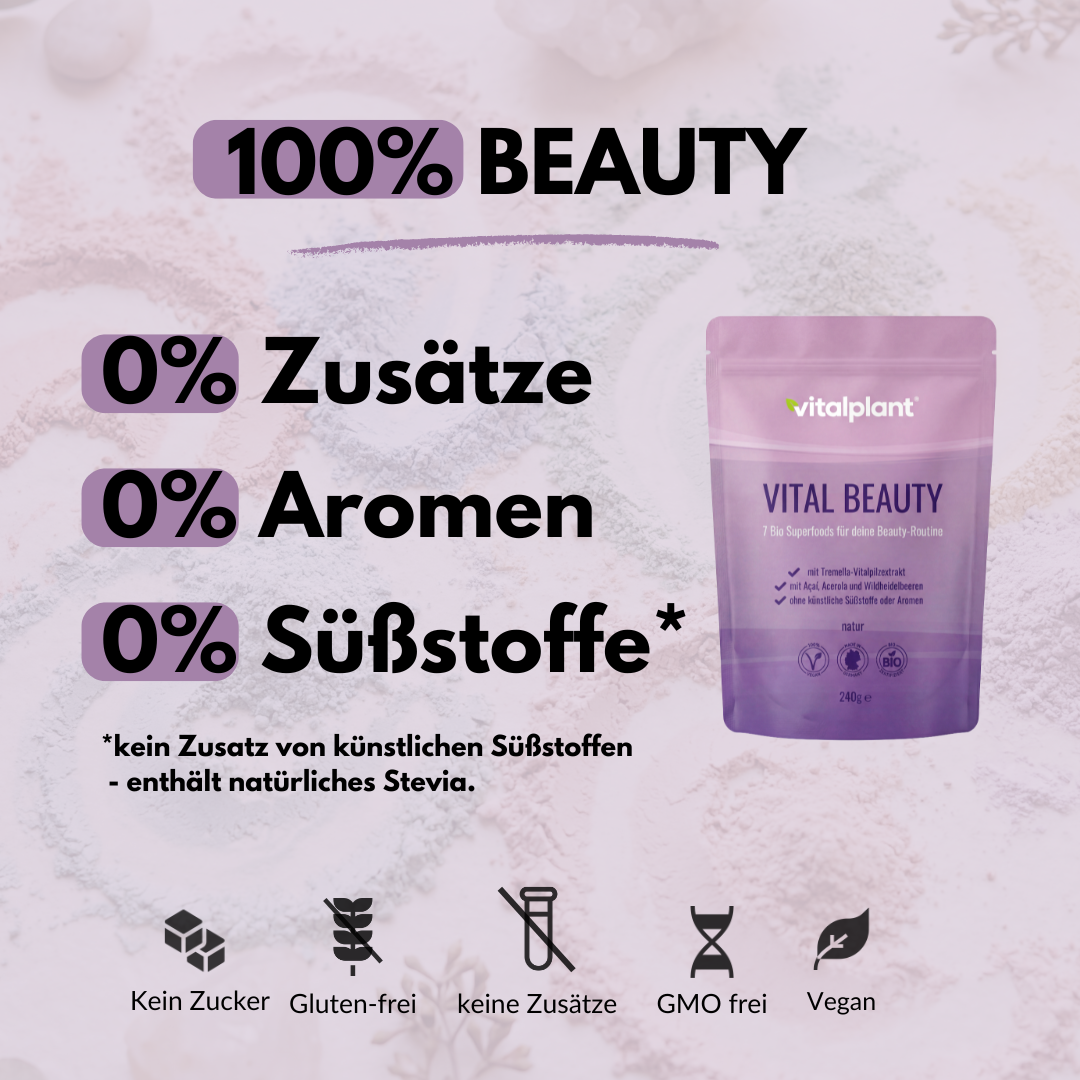 Bio Vital Beauty – 100% Beauty mit 0% Zusätzen, Aromen und Süßstoffen von Vitalplant.