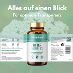 Bitter Komplex Flasche mit Inhaltsstoffen und Beschreibung für Gesundheit und Wohlbefinden