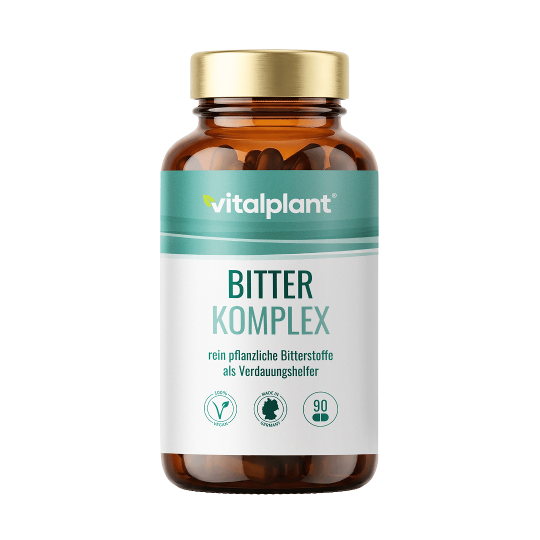 Bitter Komplex – Flasche mit pflanzlichen Bitterstoffen zur Unterstützung des Wohlbefindens.