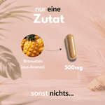 Bromelain Kapseln 500mg mit Ananas-Zutat für natürliche Enzymkraft in konzentrierter Form.