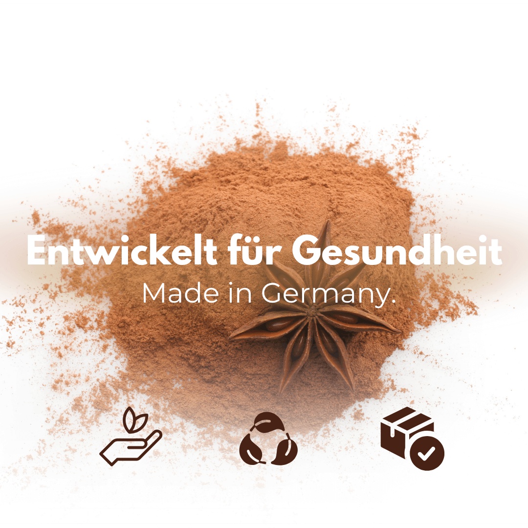 Ceylon Zimt Kapseln aus hochwertigem Zimt-Pulver, entwickelt für Gesundheit, Made in Germany.
