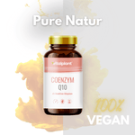 Coenzym Q10 Kapseln von vitalplant, 100% vegan für zelluläre Energie und Gesundheit.