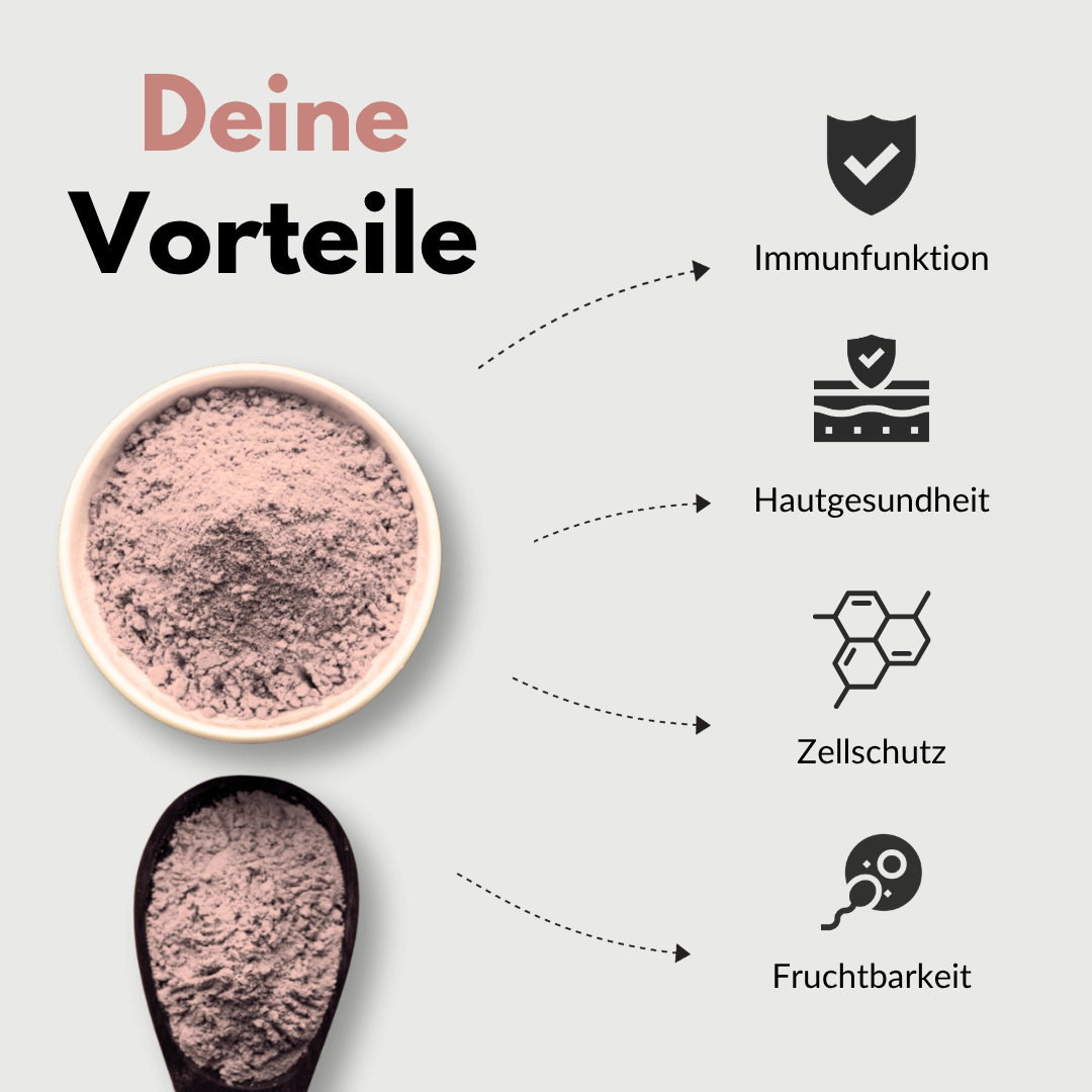 Zink Kapseln Vorteile: Immunfunktion, Hautgesundheit, Zellschutz, Fruchtbarkeit mit hochbioverfügbarem Zink.
