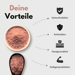 Deine Vorteile von Vitamin C 1000: Immunfunktion, Antioxidants, Hautgesundheit, Kollagenproduktion.