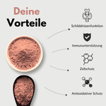 Selen Kapseln Vorteile: Schilddrüsenfunktion, Immununterstützung, Zellschutz, Antioxidativer Schutz.