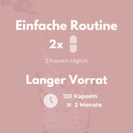 Einfach zu verwendendes Vitamin C 1000, 120 Kapseln für 2 Monate, tägliche Einnahme von 2 Kapseln.