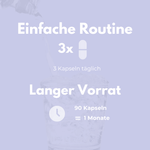Gehirn Komplex Kapseln - Einfache Routine mit 3 Kapseln täglich für den monatlichen Vorrat von 90 Kapseln.
