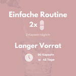 Eisen Glycinat Kapseln - Einfache Routine mit 2 Kapseln täglich für 45 Tage Vorrat.