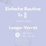 Einfache Routine und langer Vorrat für die Venen Komplex Kapseln, 120 Kapseln für 2 Monate.