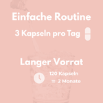 Einfaches Routine für Magnesium Komplex: 3 Kapseln täglich für 2 Monate, 120 Kapseln im Vorrat.