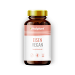 Vegan iron by vitalplant, plant-based iron source with curry leaf extract in a 90-capsule container.