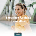 Frau beim Joggen zeigt Vitalplant Vitamin C 1000, entwickelt für deine Gesundheit.