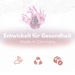 Entwickelt für Gesundheit: Symbolische Darstellung der Qualität und Herkunft von Produkten, Made in Germany.