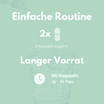 Hagebutte Kapseln tägliche Einnahme und Vorrat für 45 Tage, einfache Routine für natürliche Vitamin C Versorgung.