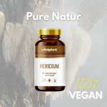 Hericium Kapseln, Bio Löwenmähnenpilz als 5:1 Extrakt, 100% vegan von Vitalplant, natürliche Unterstützung für das Wohlbefinden.