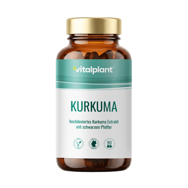 Kurkuma Kapseln mit schwarzem Pfeffer für optimale Aufnahme von Kurkuma, 90 Stück von vitalplant.