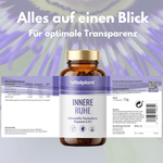 Inner calm capsules from vitalplant with ashwagandha, passionflower, magnesium and B12 on packaging.