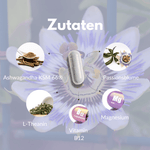 Inner peace capsules with ashwagandha, passionflower, L-theanine, magnesium and vitamin B12 for relaxation.