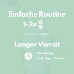 Kurkuma Kapseln - Einfache Routine mit 1-2 Kapseln täglich für 45 Tage bis 3 Monate Vorrat.